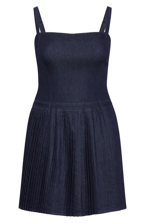 City Chic Skye Fit & Flare Denim Minidress In Dark Denim