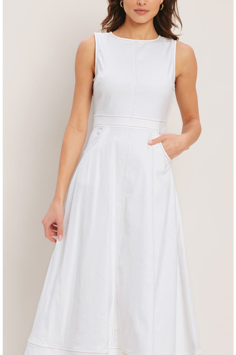 Denim Midi Dress, Alternate, color, WHITE
