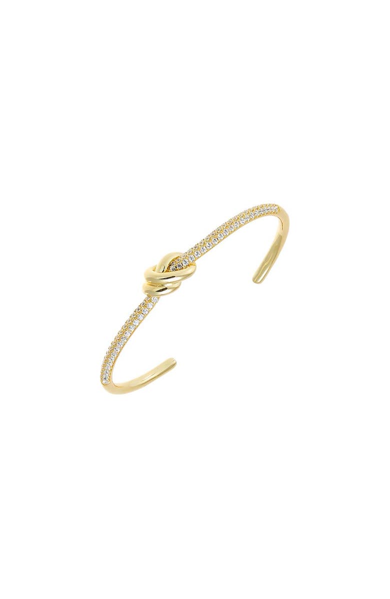 BY ADINA EDEN Pave Love Knot Cuff Bangle Bracelet, Main, color, Gold