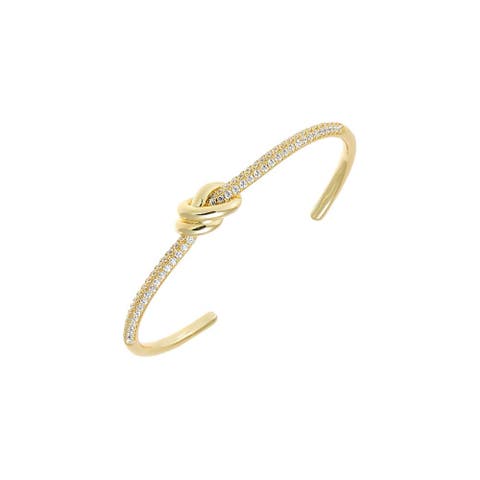 Pave Love Knot Cuff Bangle Bracelet