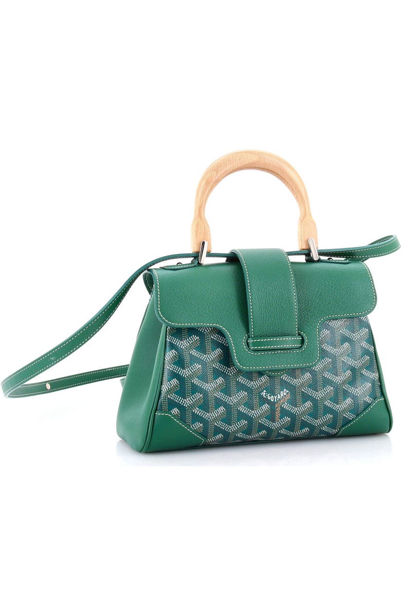 Pre-Owned Goyard Saigon Top Handle Bag Coated Canvas with Leather Mini, Alternate, color, Green