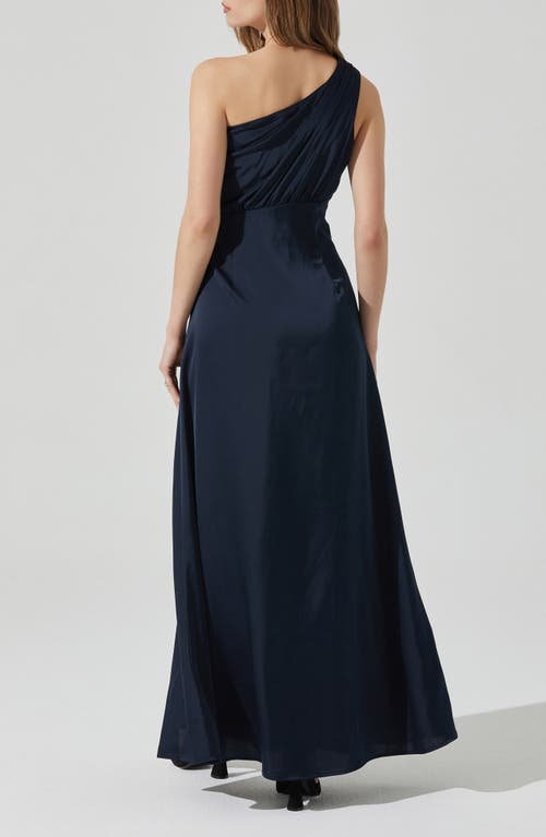 Astr The Label Atolia Draped One-shoulder Gown In Blue