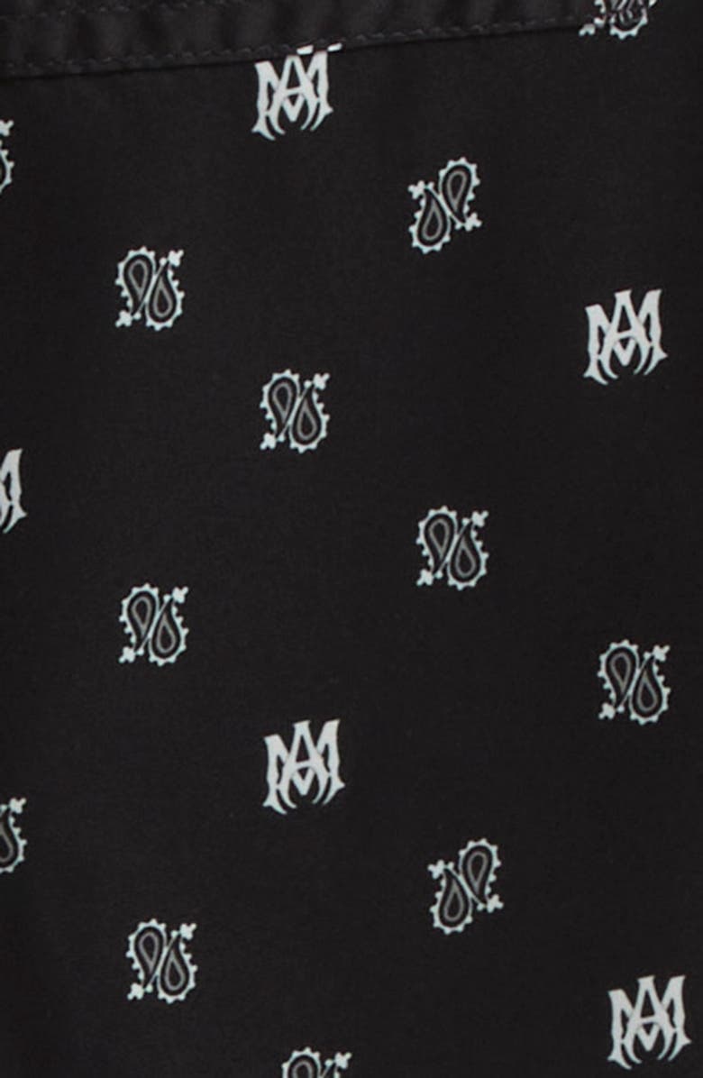AMIRI Monogram Paisley Swim Trunks, Alternate, color, Black