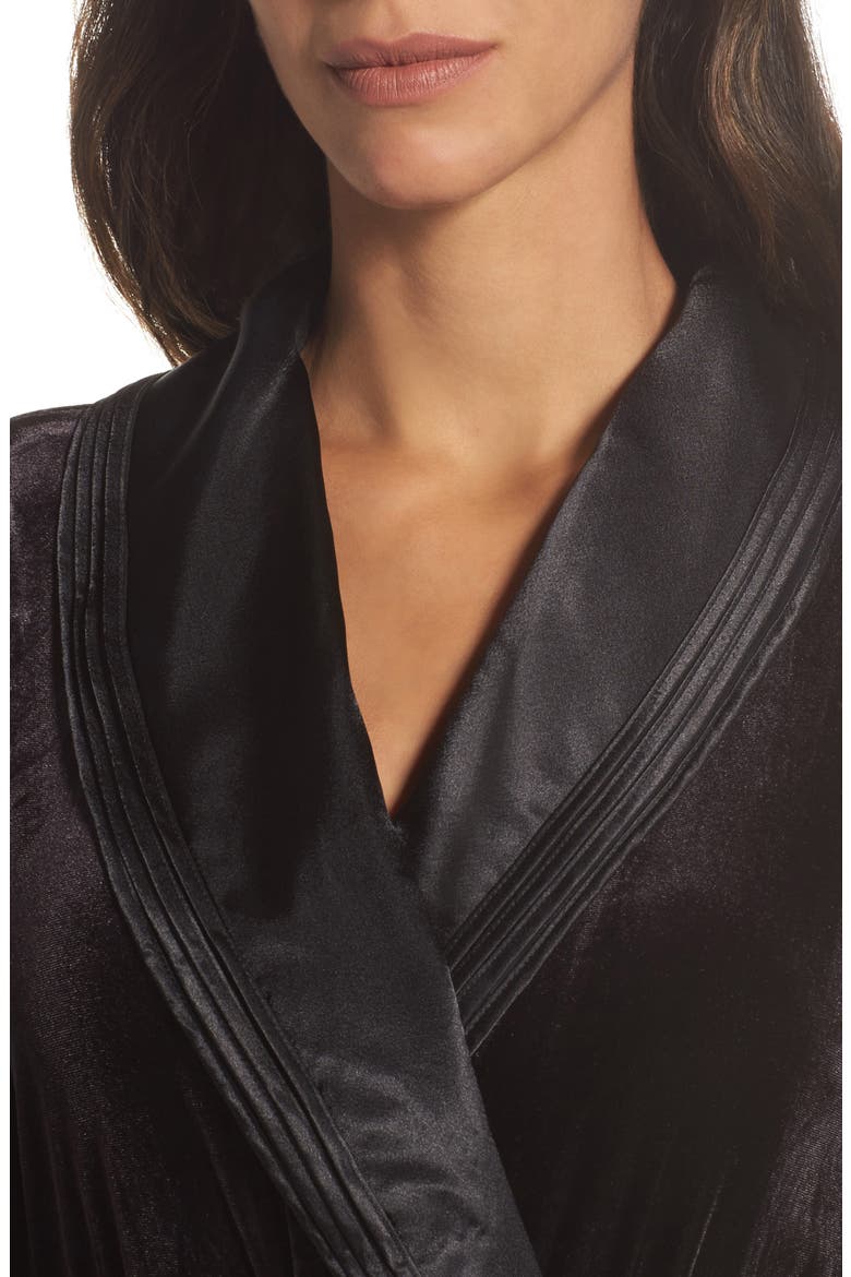 Sleepwear Long Velvet Robe, Alternate, color, BLACK