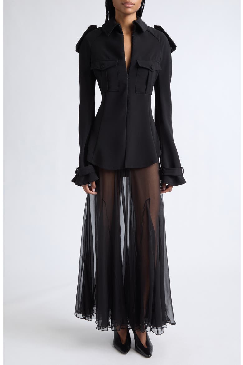 Mixed Media Maxi Skirt, Alternate, color, BLACK