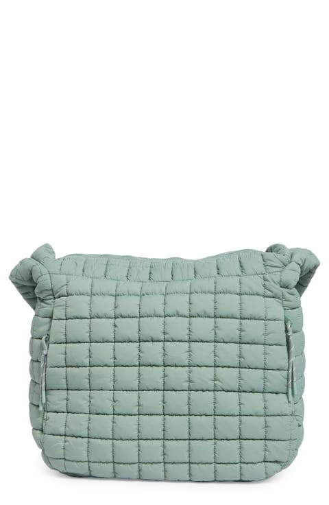 Oversize Square Quilt Nylon Hobo Bag