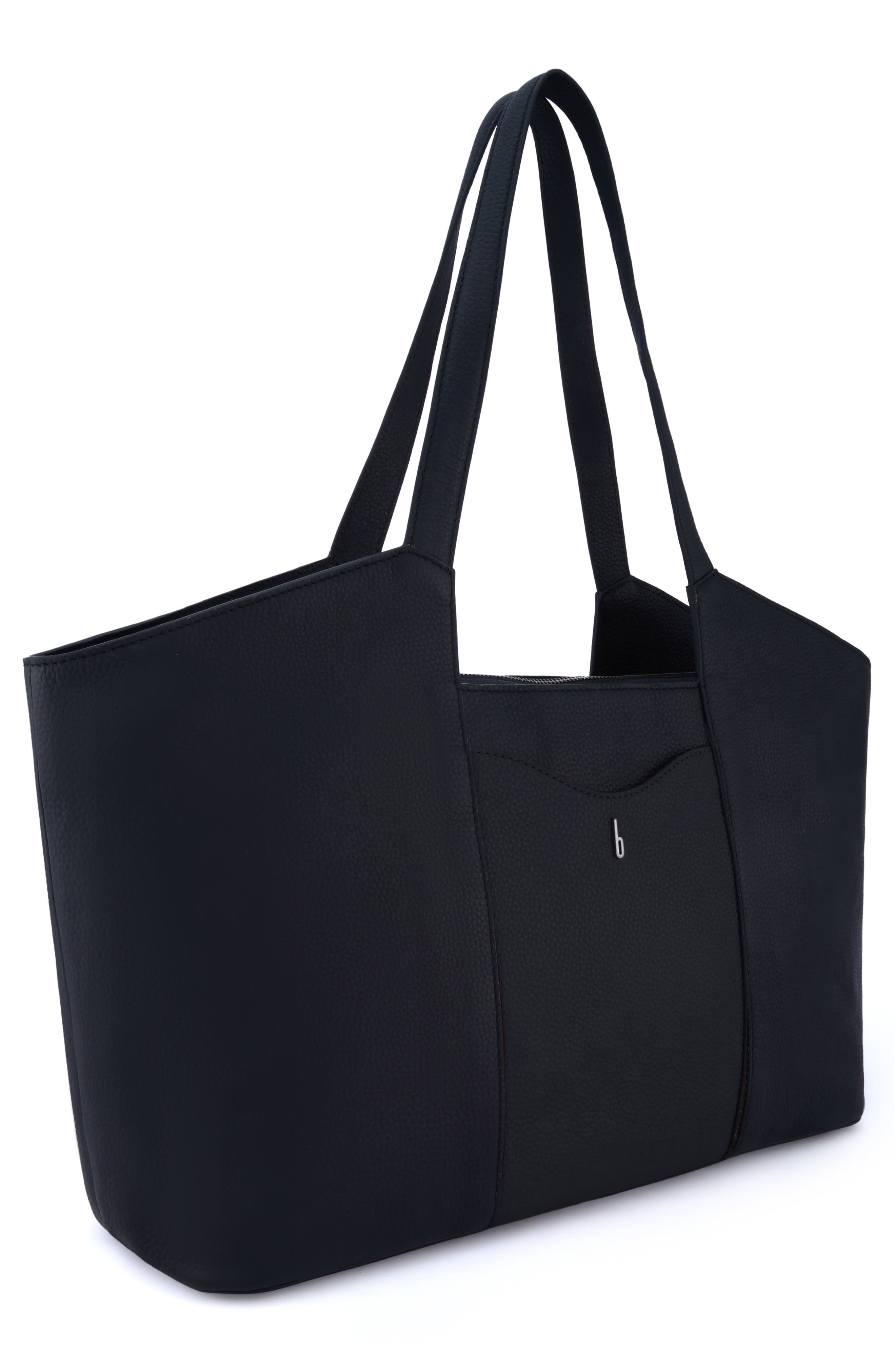 Melina Pebble Leather Tote, Alternate, color, BLACK