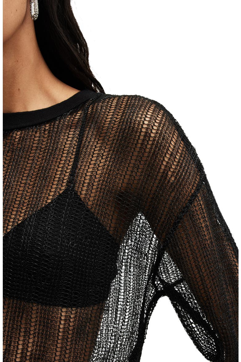 Giana Open Stitch Sweater, Alternate, color, BLACK