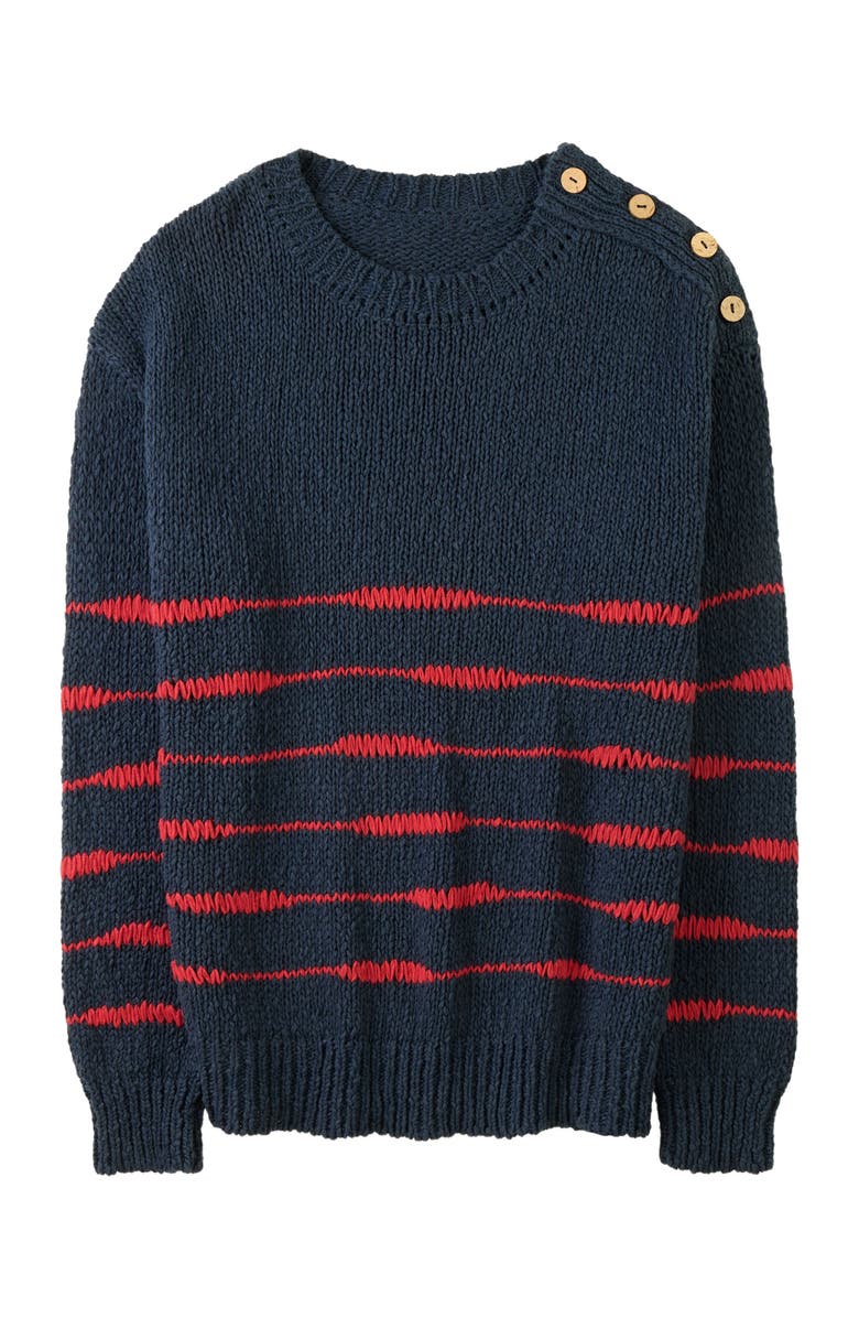 Celtic & Co. Drop Stitch Breton Sweater, Alternate, color, Navy / Red