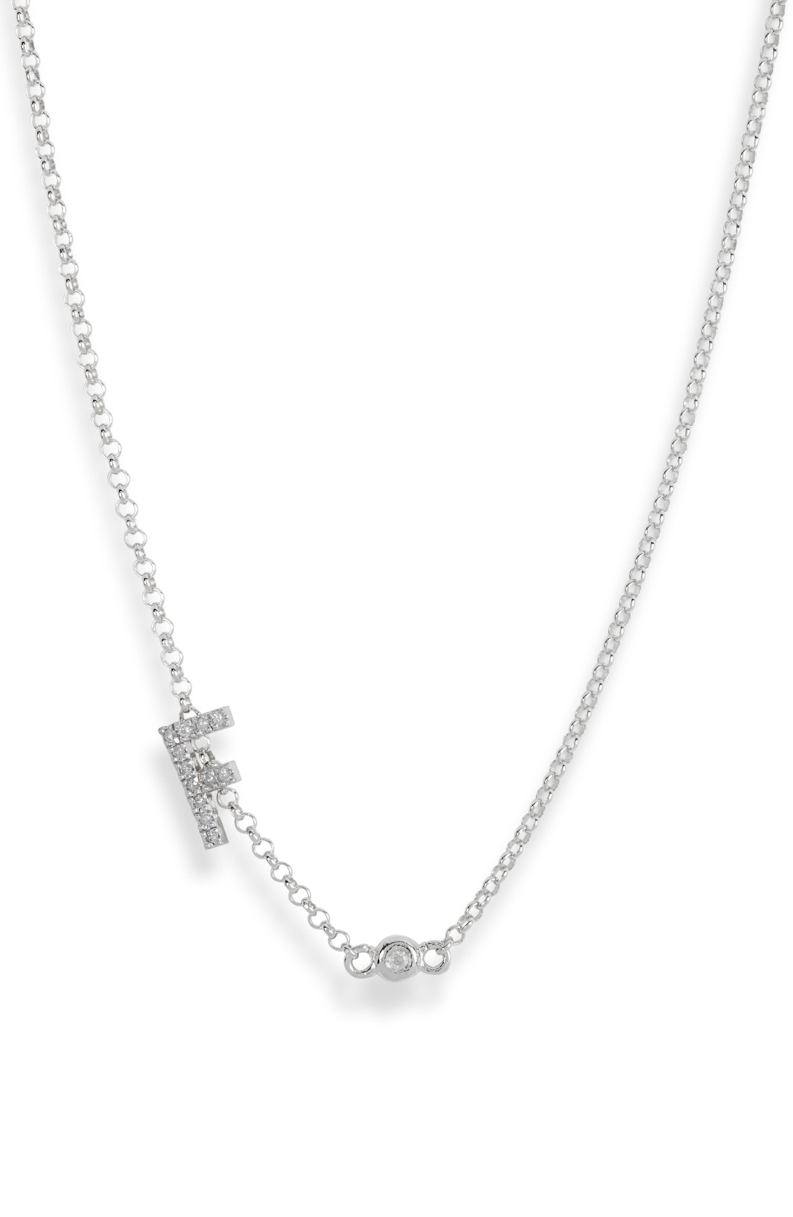 MESHMERISE Bezel Diamond Initial Chain Necklace - 0.2ct.