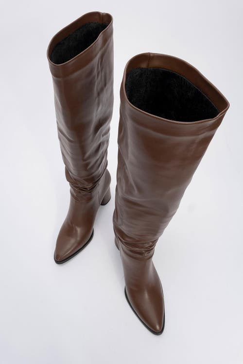 Prologue Shoes Vianella Block Heel Knee High Boot In Brown
