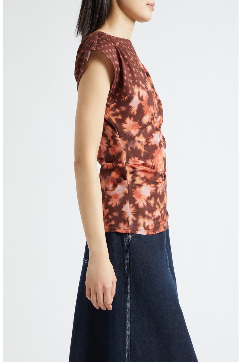 Desert Floral Patchwork Cap Sleeve Cotton Top, Alternate, color, RUST MULTI