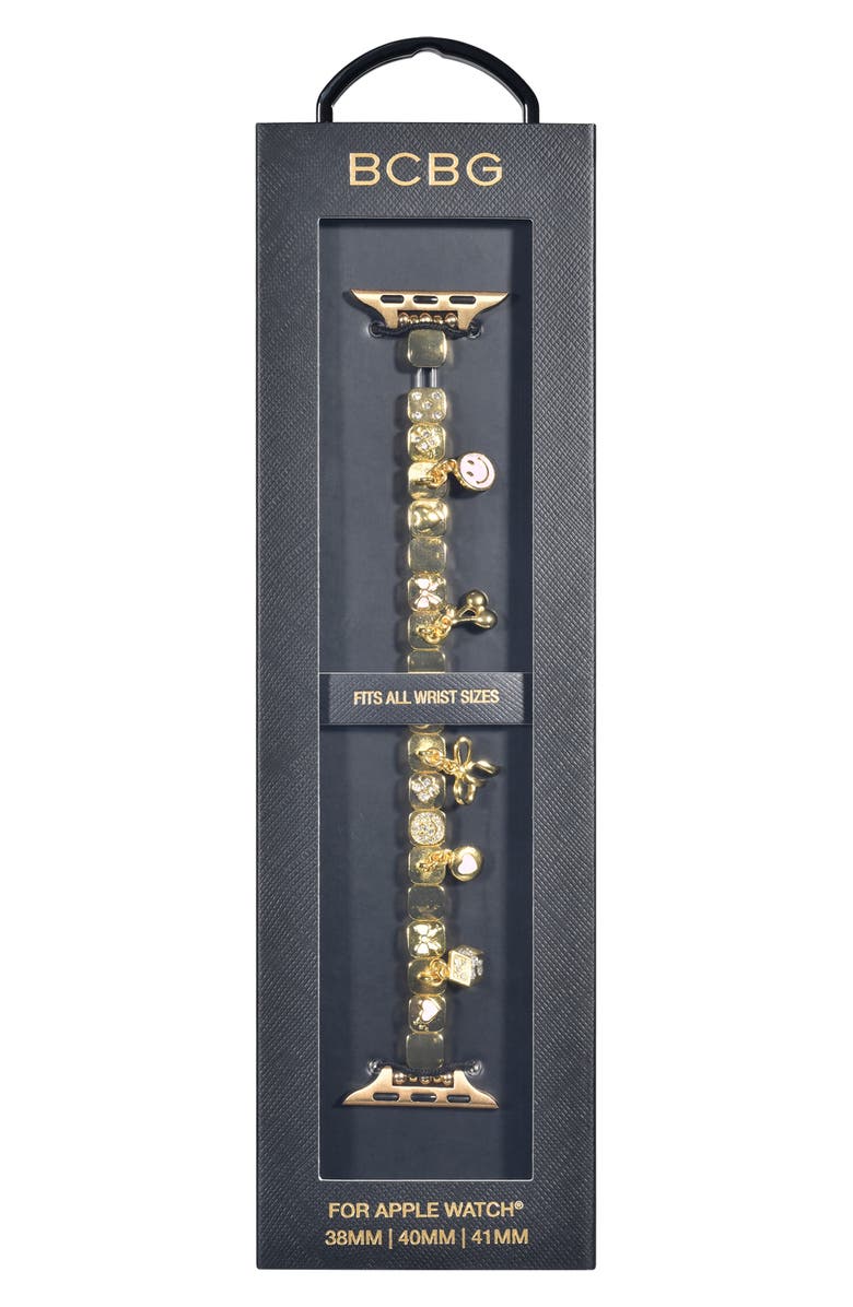 BCBG Charm Link Apple Watch<sup>®</sup> Watchband, Alternate, color, Gold