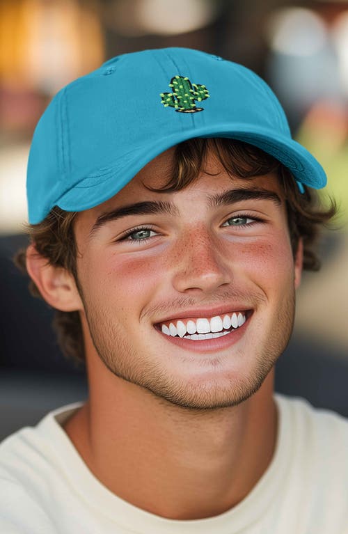 Dalix Cactus Embroidered Low Crown Cap In Teal