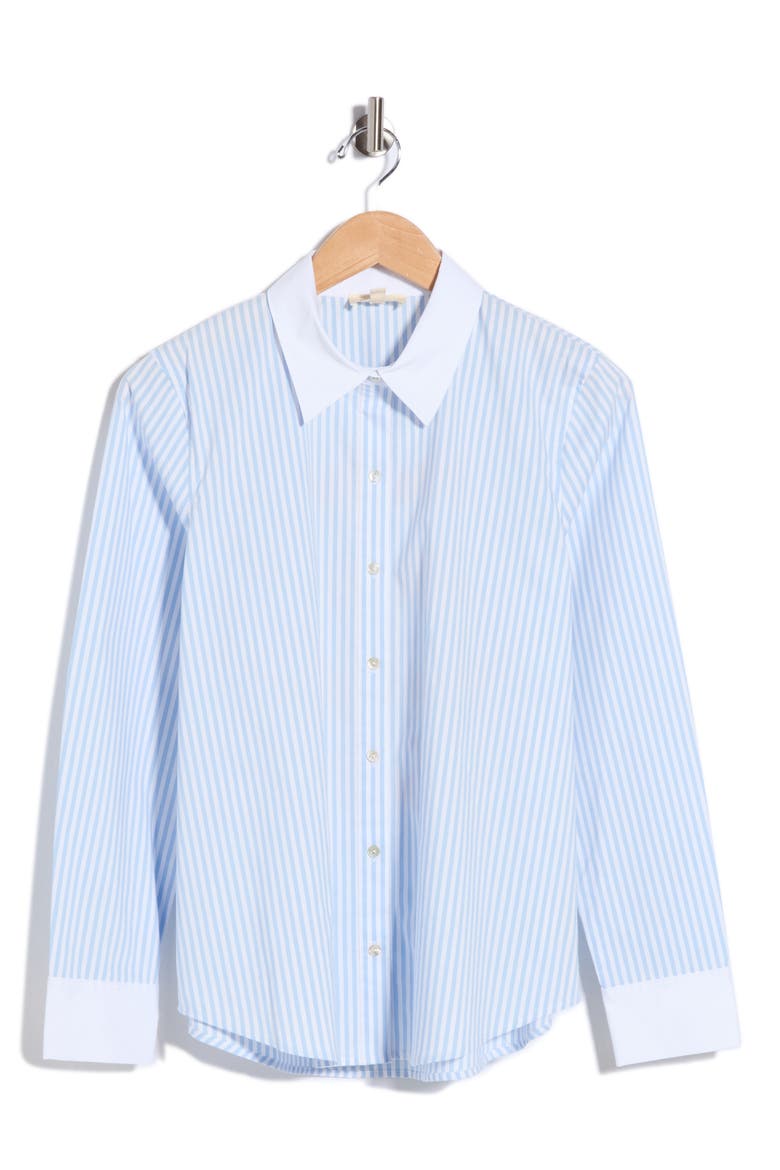 Ellery Striped Button Shirt, Main, color, SCARLET RED/ LIGHT BLUE MULTI