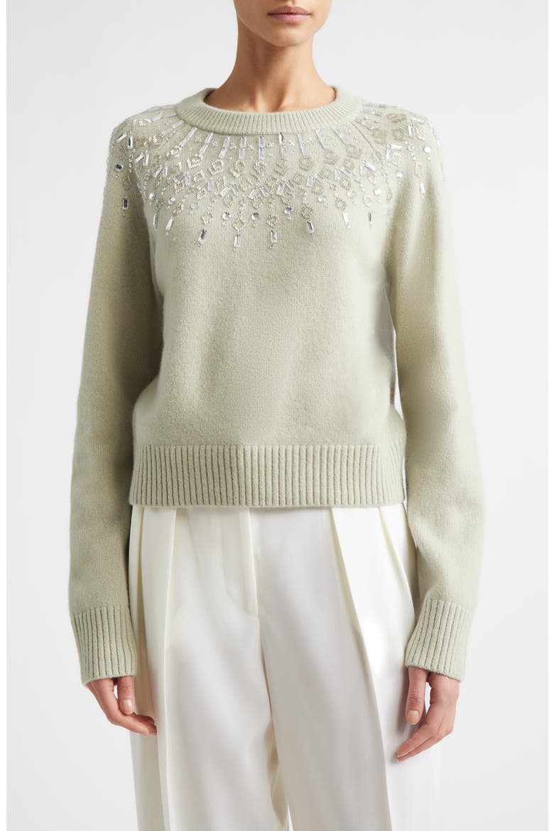 Harold Embellished Virgin Wool Sweater, Main, color, DESERT SAGE