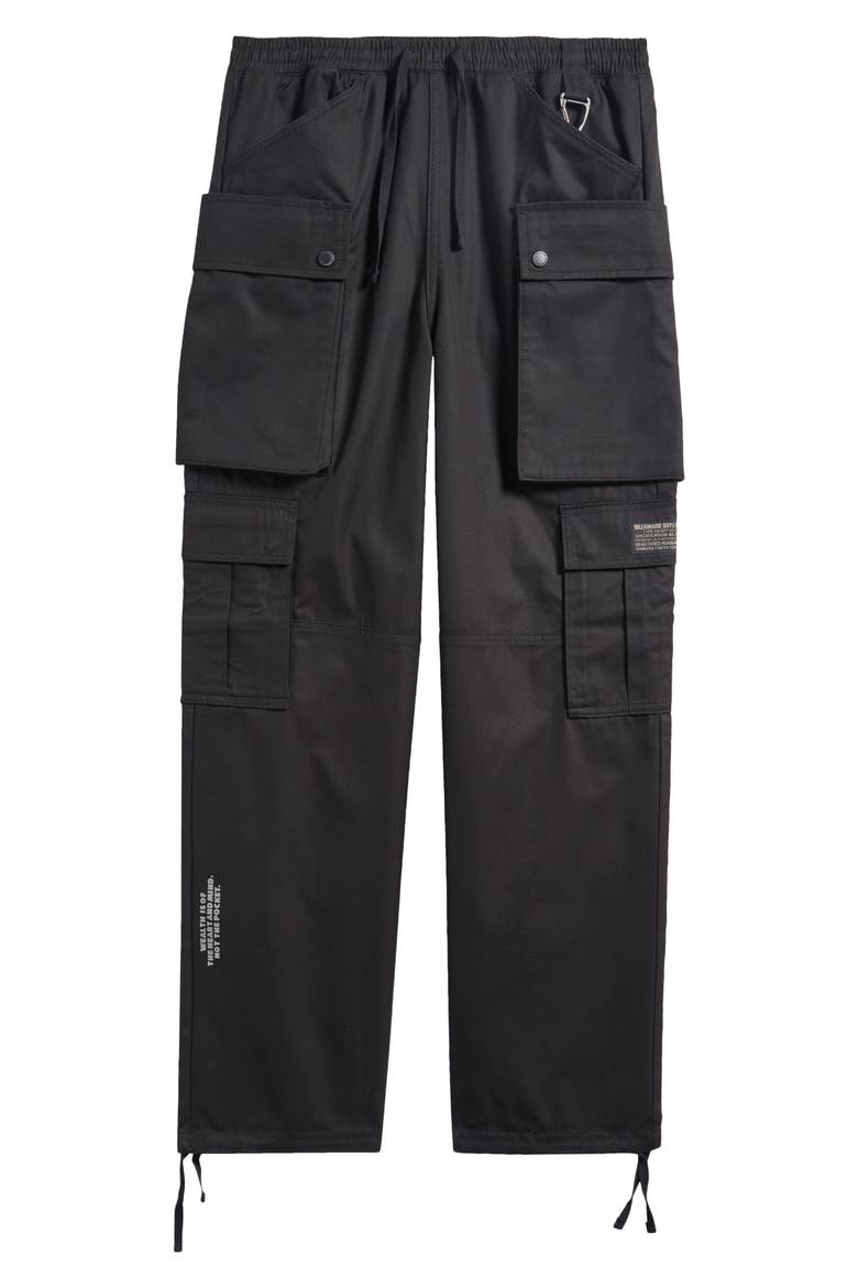 BB Thrusters Cotton Drawstring Cargo Pants, Alternate, color, BLACK
