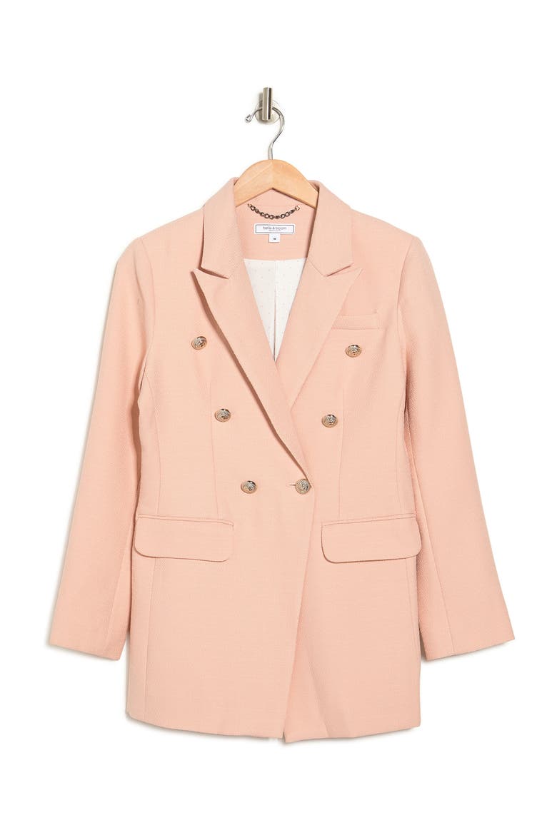 Textured Weave Double Breasted Blazer, Alternate, color, BLUSH