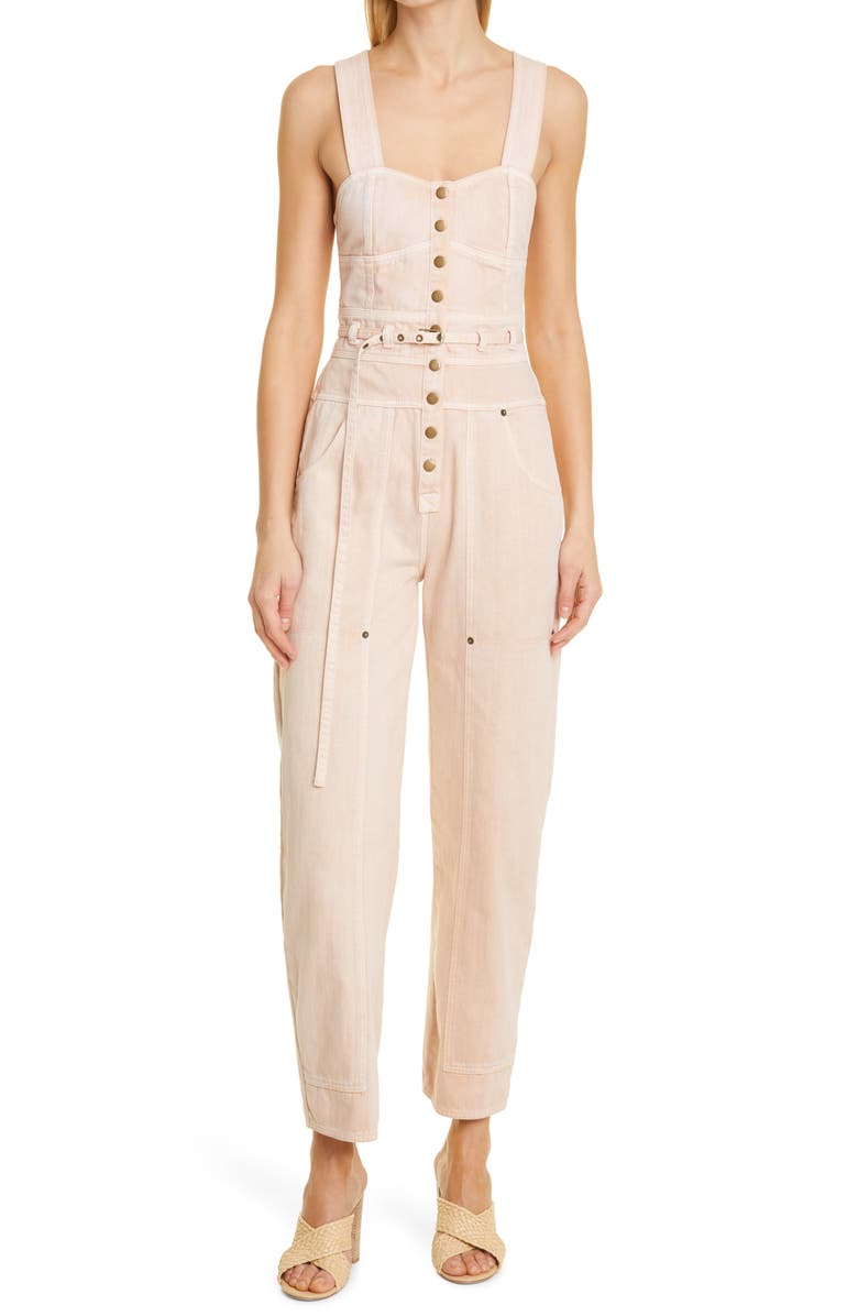 Ulla Johnson Jonah Belted Cotton Jumpsuit, Main, color, 