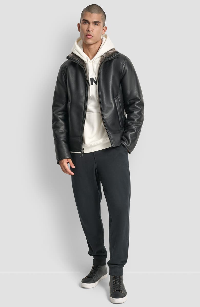 DKNY Faux Fur Lined Pebble Jacket, Alternate, color,