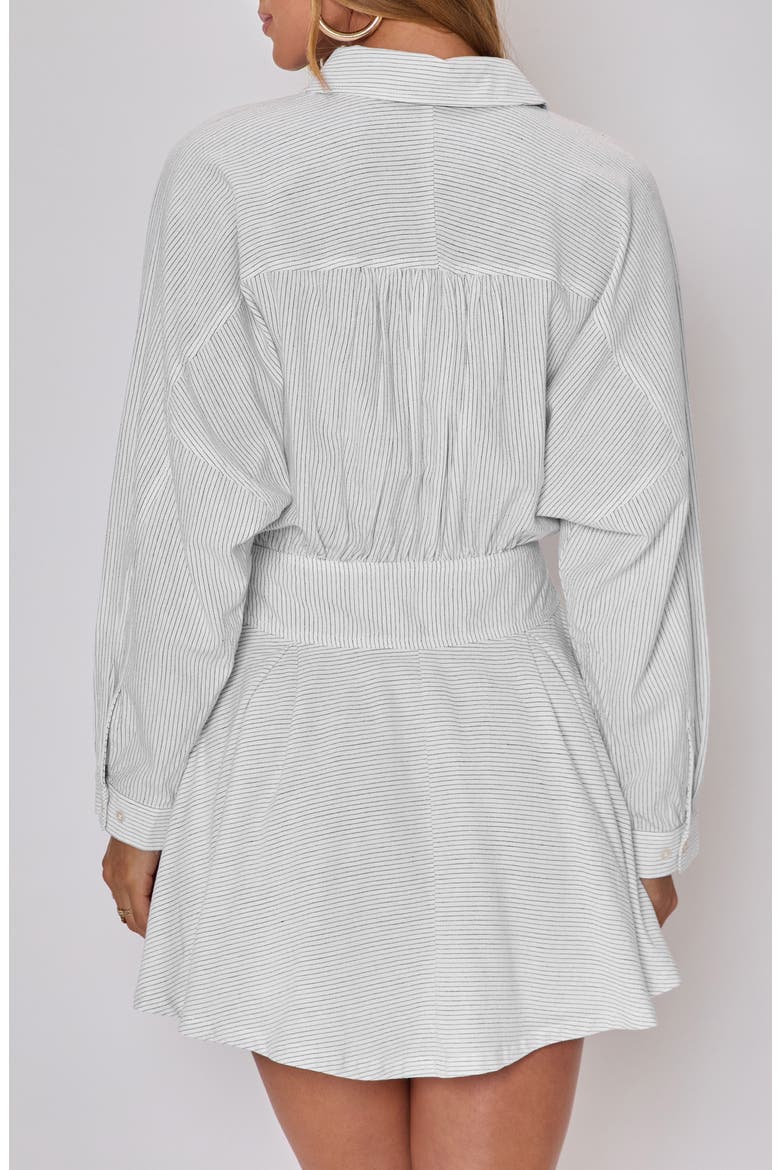 Taylor Stripe Long Sleeve Cotton & Linen Mini Shirtdress, Alternate, color, CREAM/ BLACK