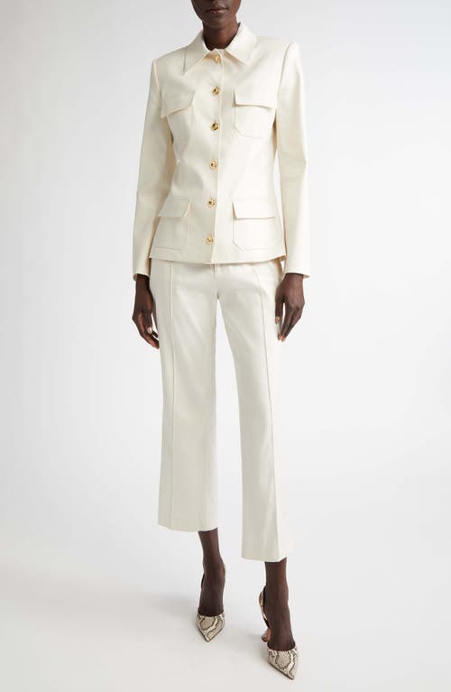 Brandon Maxwell Gage Fitted Button-up Jacket In Ivory