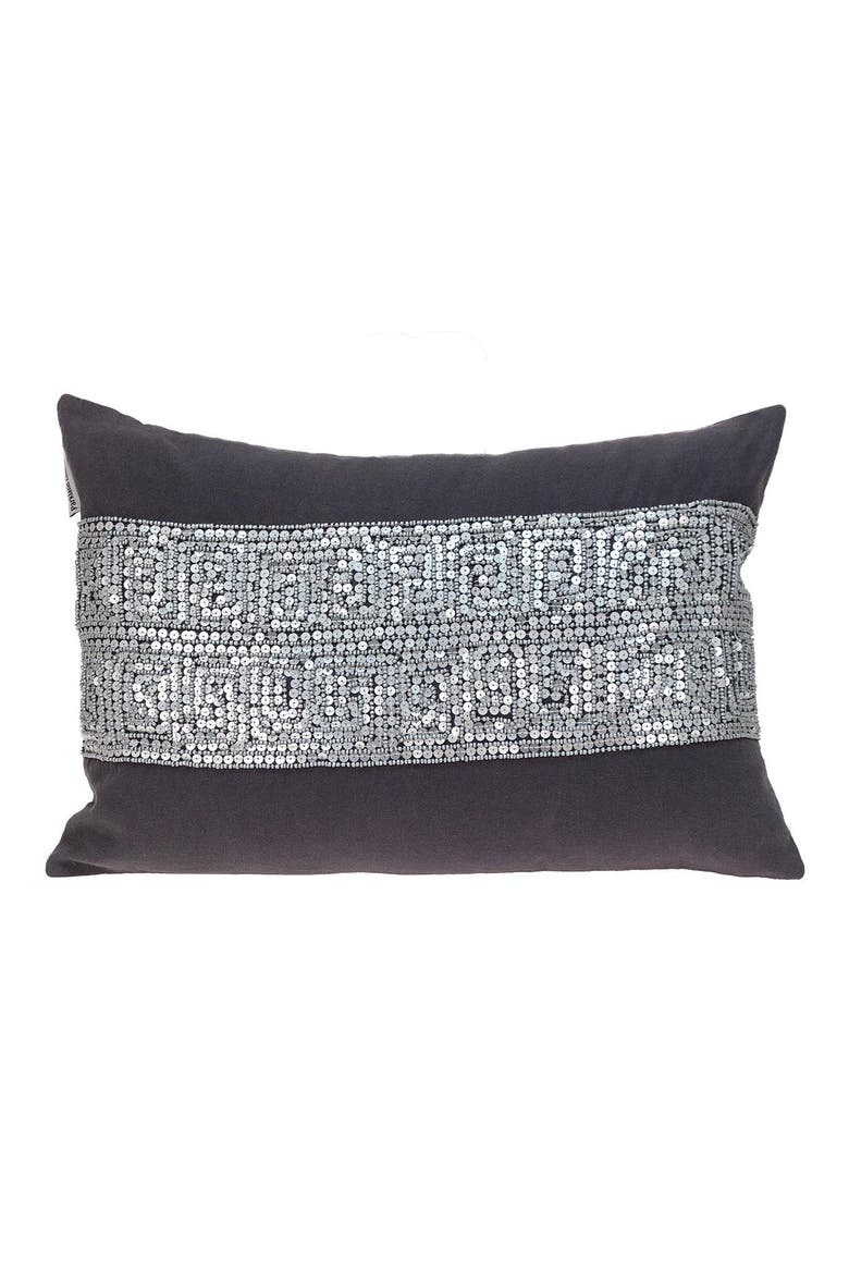 Misty Embellished Beaded Accent Pillow, Main, color, GRAY