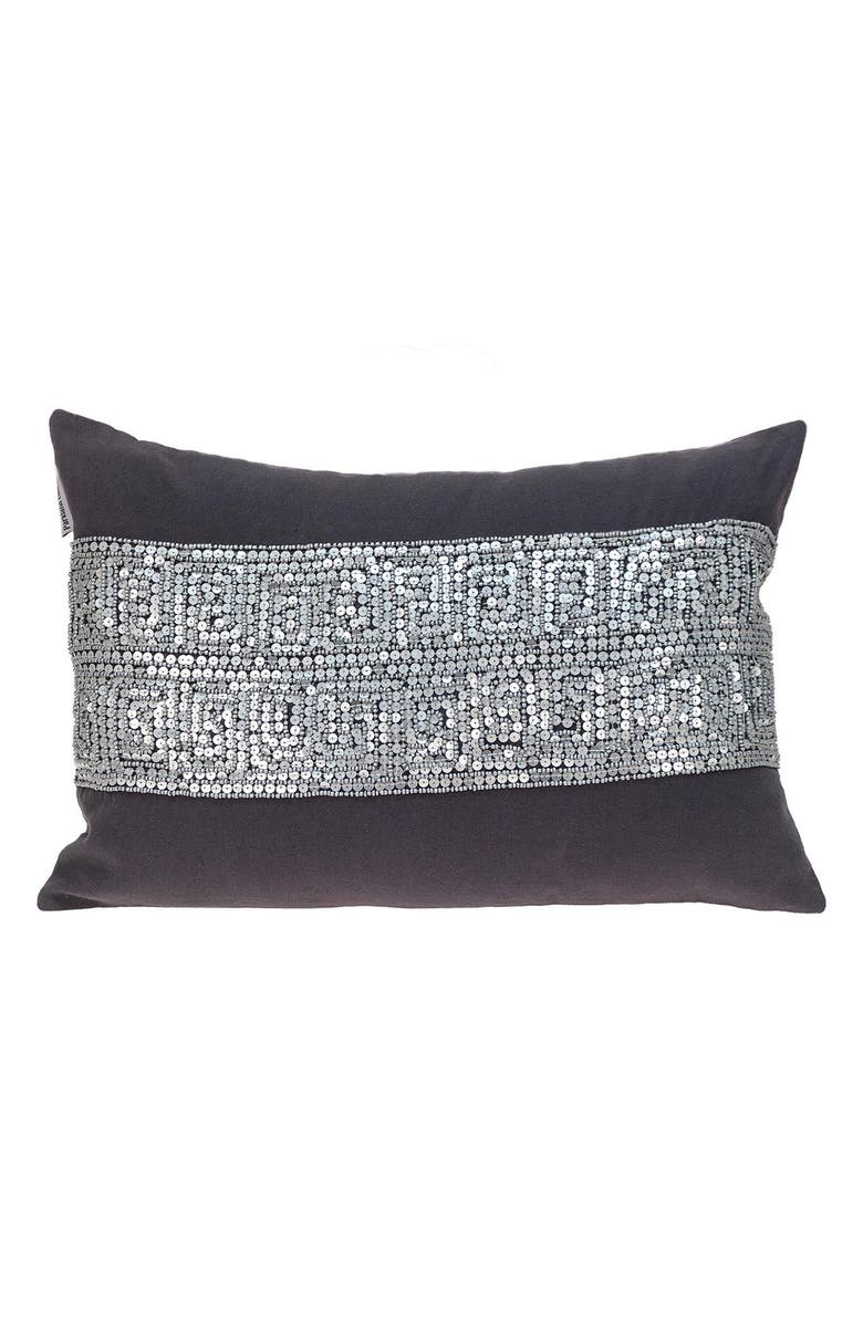 PARKLAND COLLECTION Misty Embellished Beaded Accent Pillow, Main, color, Gray
