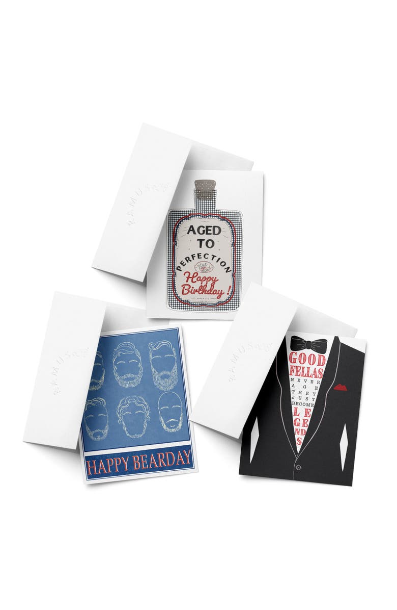 Ramus & Co Birthday Greeting Card Pack (3ct) "Aged to Perfection, Bearday, Tux", Main, color,