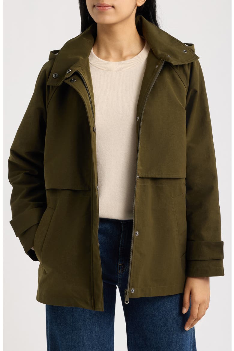Stand Collar Raincoat, Alternate, color, OLIVE