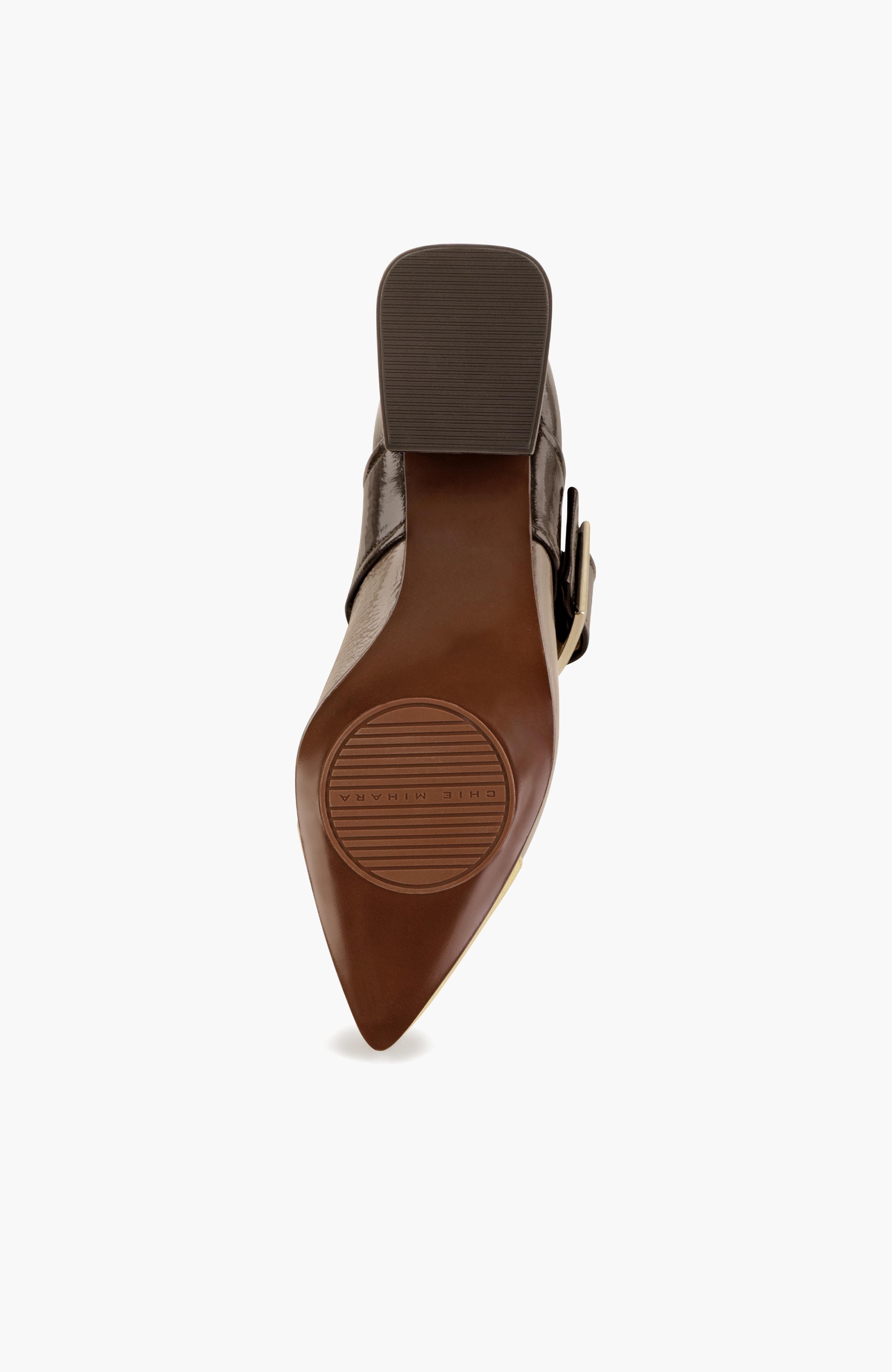 Metallic Mary Jane patent leather buckle pump, Alternate, color, Tan