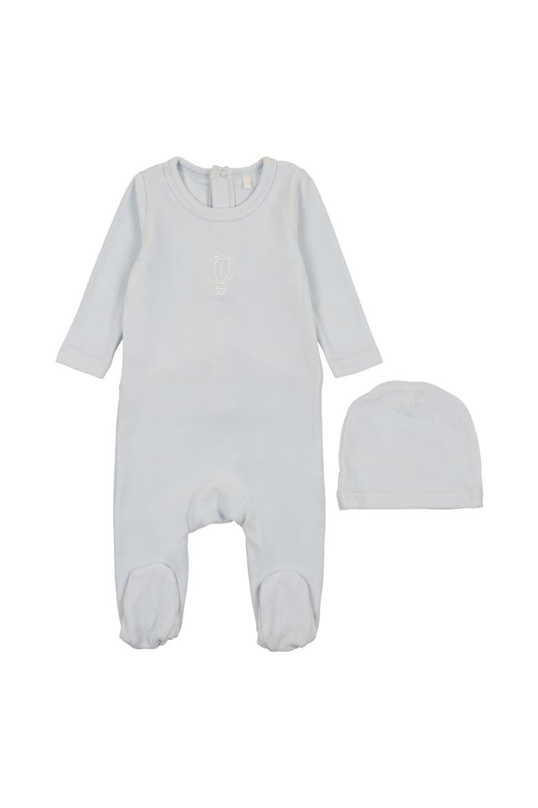 Boys Velour Embroidered Footie, Main, color, Blue