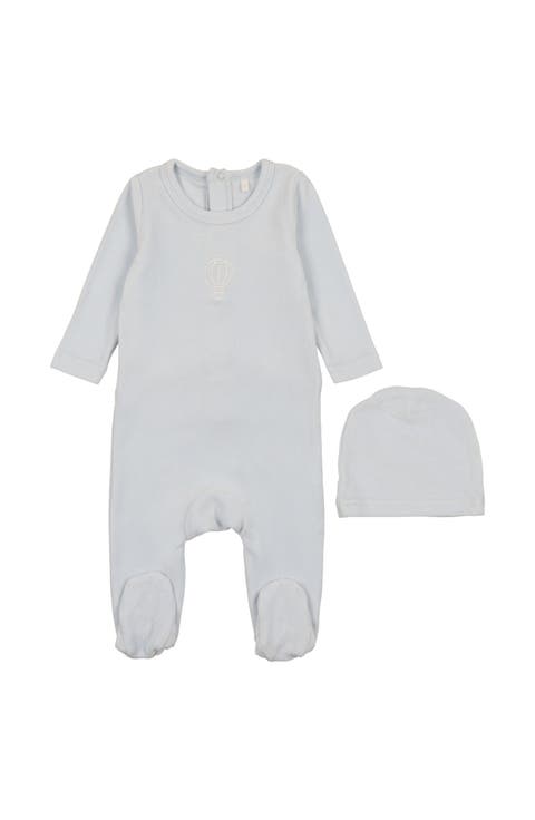 Boys Velour Embroidered Footie