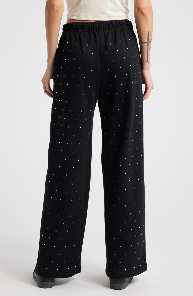 Good American Crystal Wide Leg Sweatpants, Alternate, color, Black001