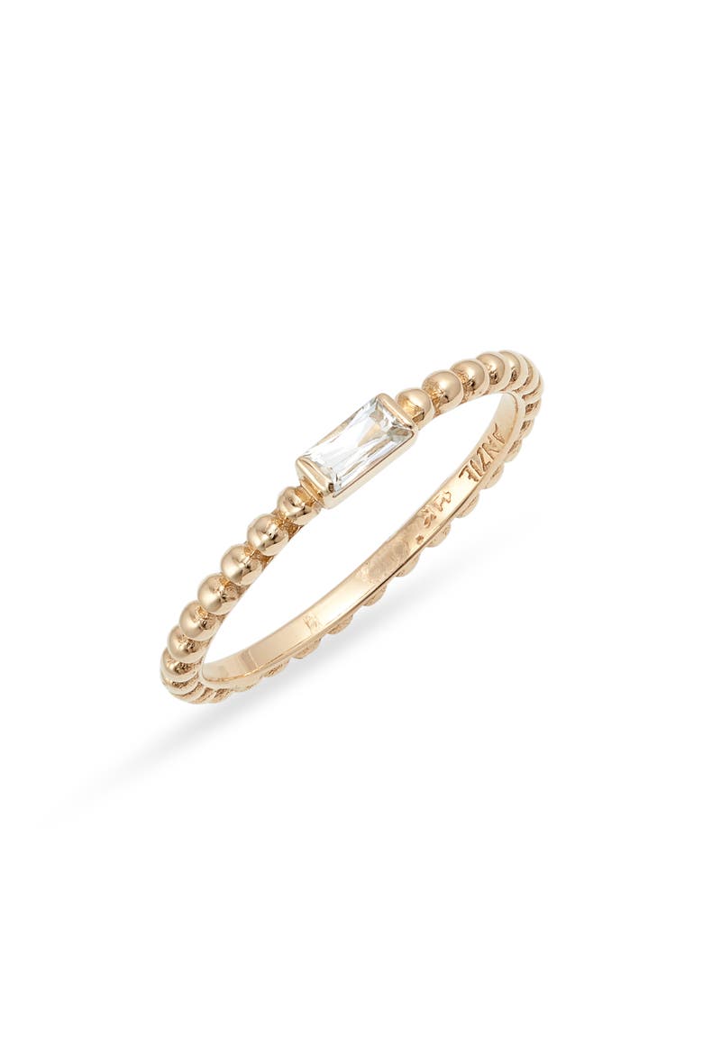 Dewdrop White Topaz Stacking Ring, Main, color, YELLOW GOLD/ WHITE