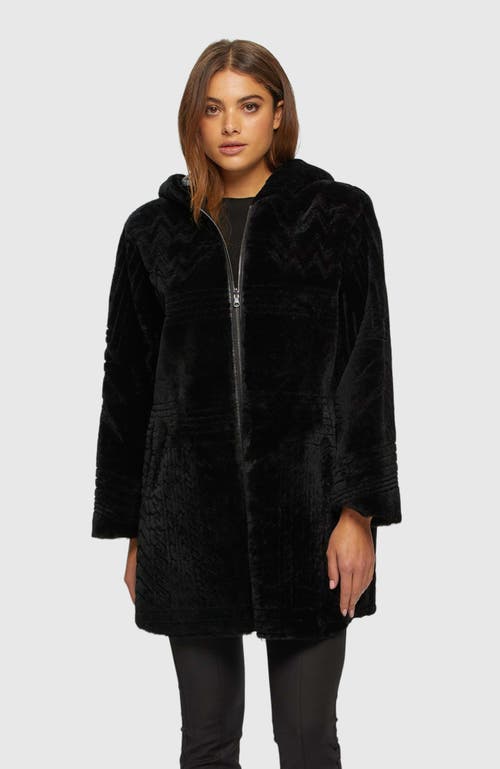 Gorski Reversible Shearling Parka With Pattern In Black