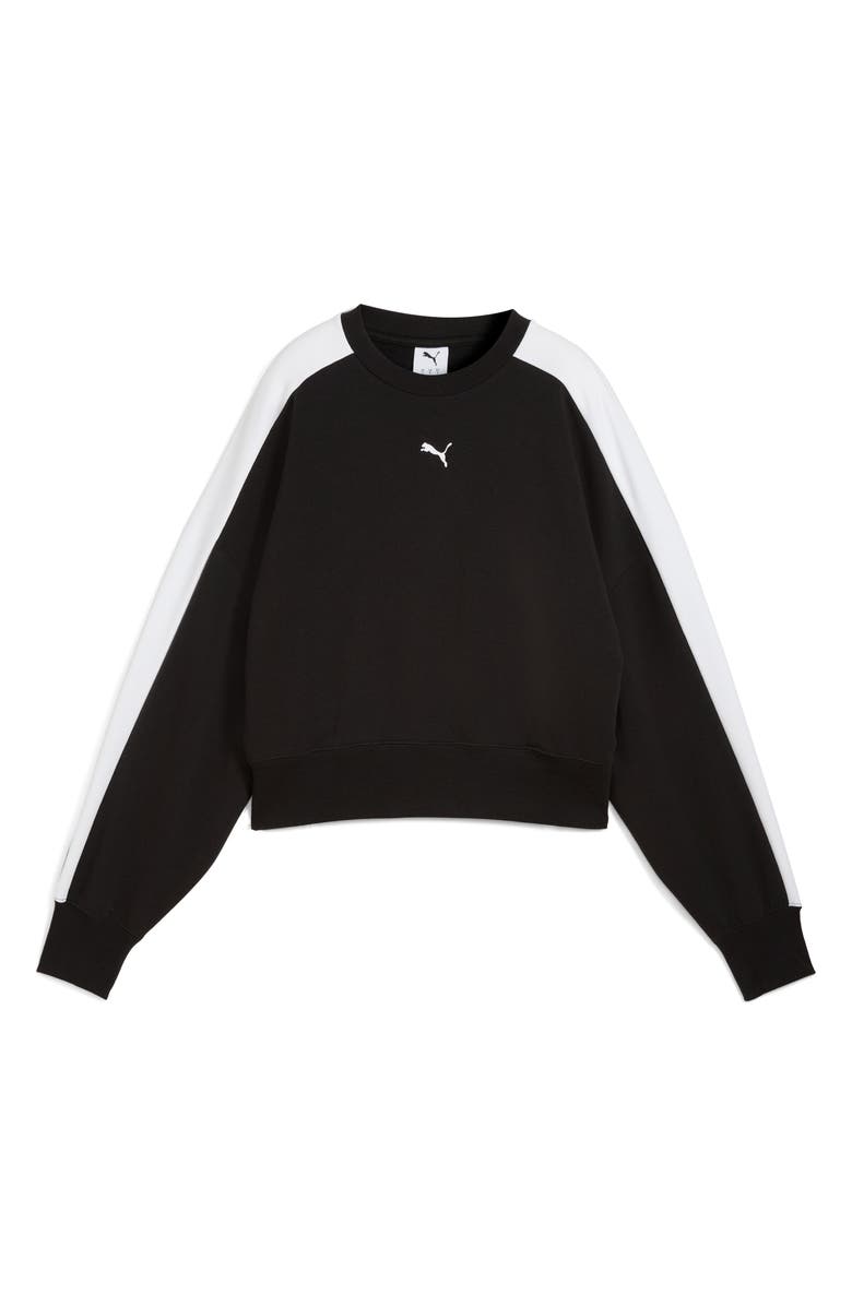 PUMA T7 Oversize Crewneck Sweatshirt, Alternate, color, Puma Black