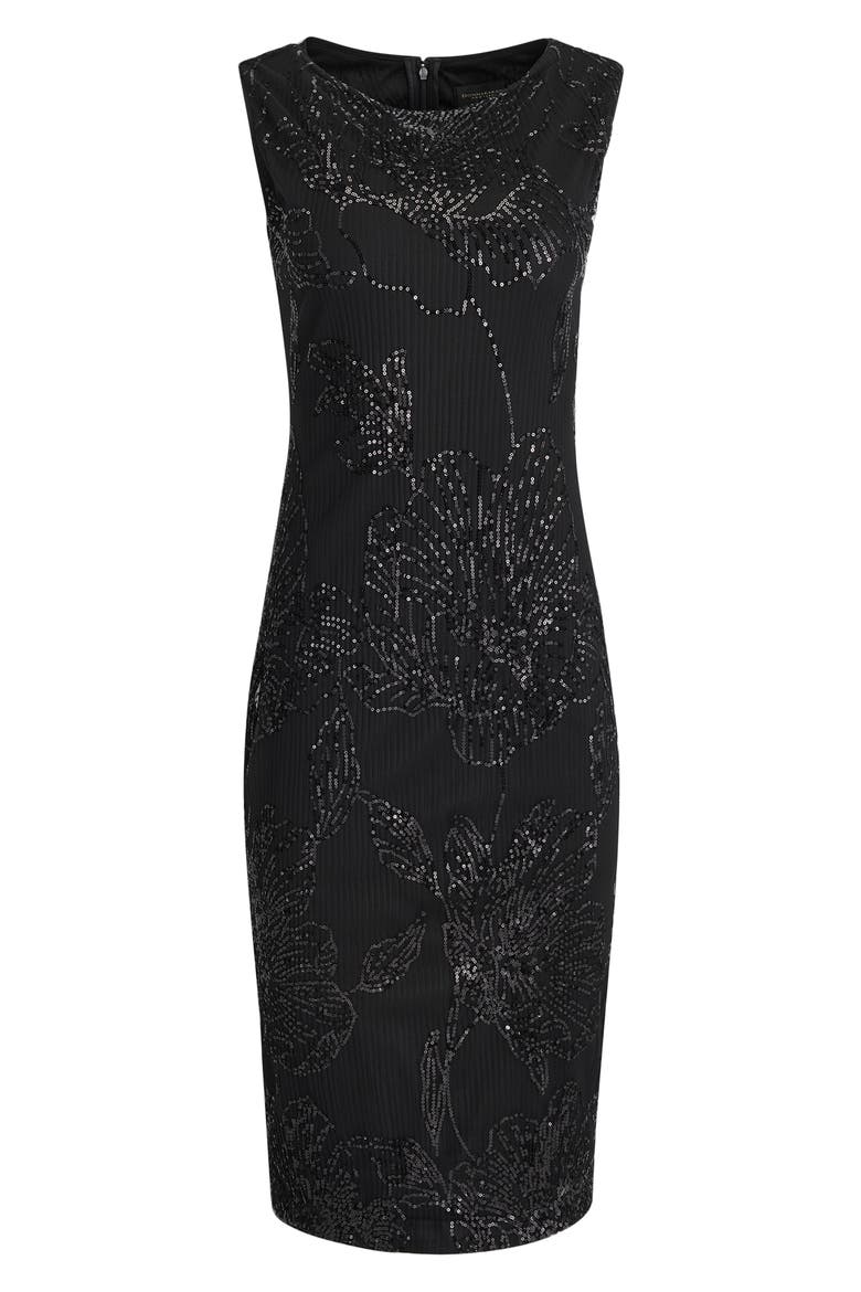 Sequin Mesh Midi Dress, Alternate, color, BLACK