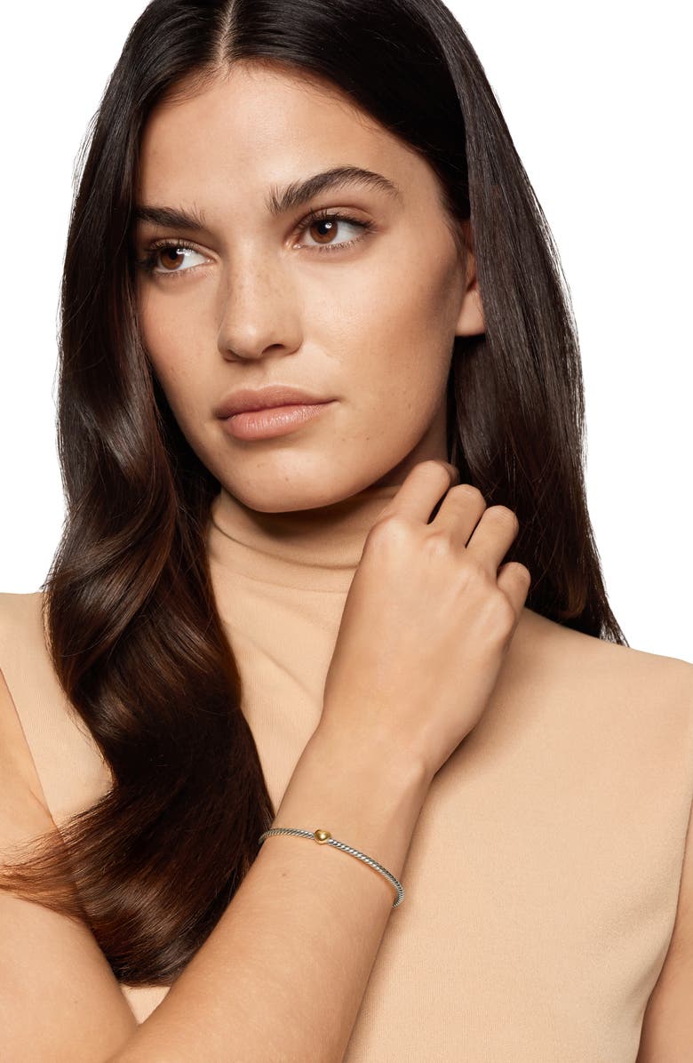 David Yurman 2.6mm Micro Cable Flex<sup>®</sup> Heart Bracelet, Alternate, color, Silver