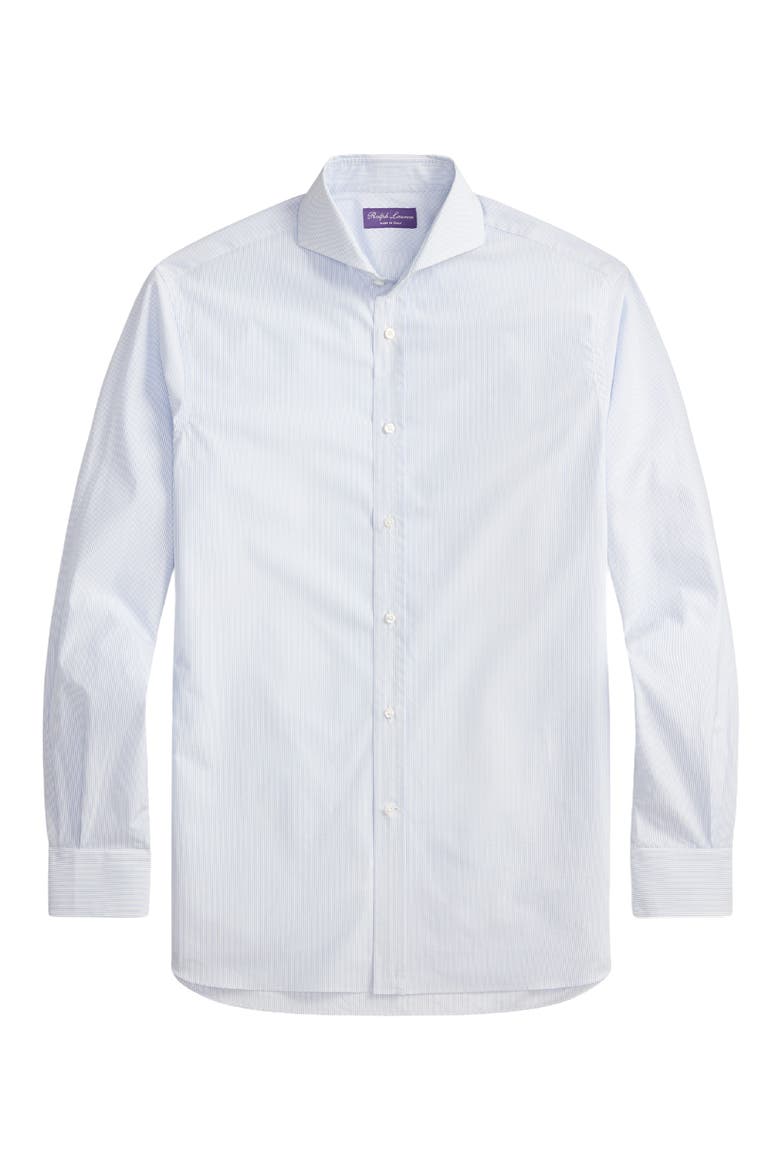 Basic Bengal Stripe Silk Twill Button-Up Shirt, Alternate, color, BLUE