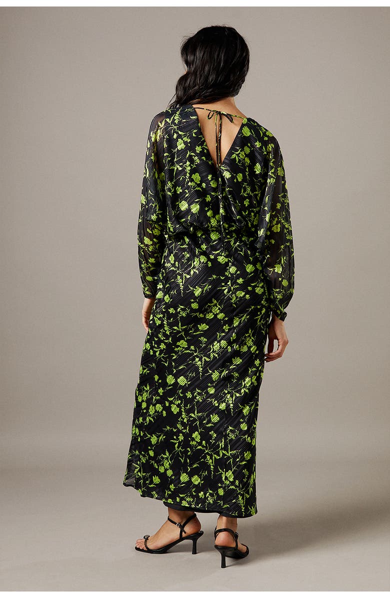 Warehouse Shadow Stripe Floral Batwing Midi Dress, Alternate, color, Floral