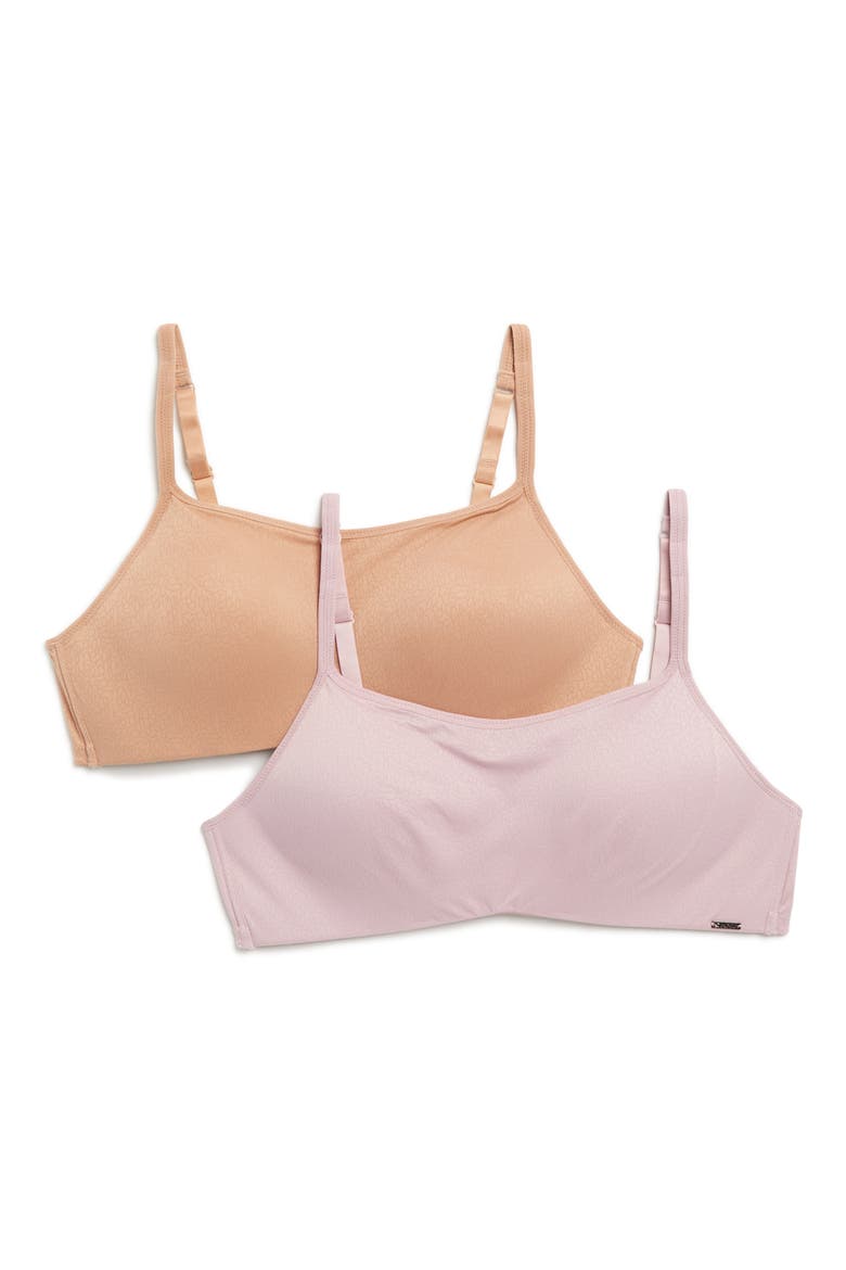 2-Pack Micro Logo Band Wireless Bras, Main, color, CAFE / MAUVE