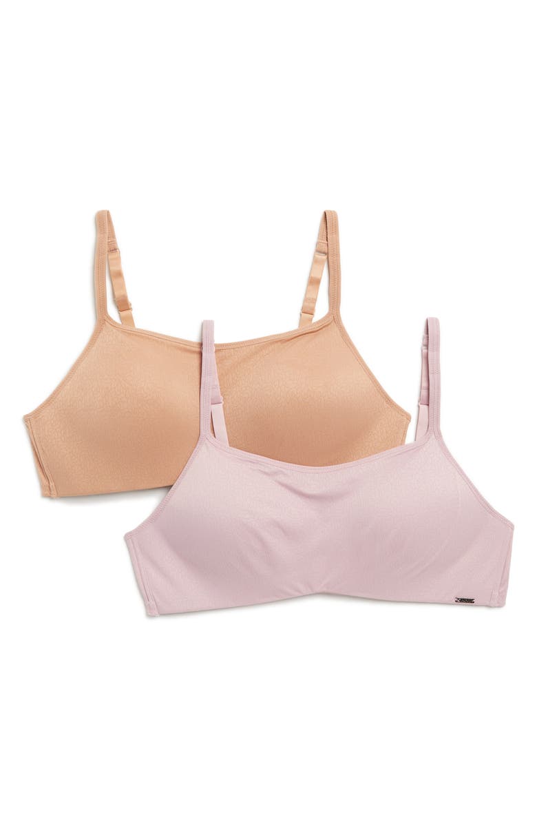 DKNY 2-Pack Micro Logo Band Wireless Bras, Main, color, Cafe / Mauve