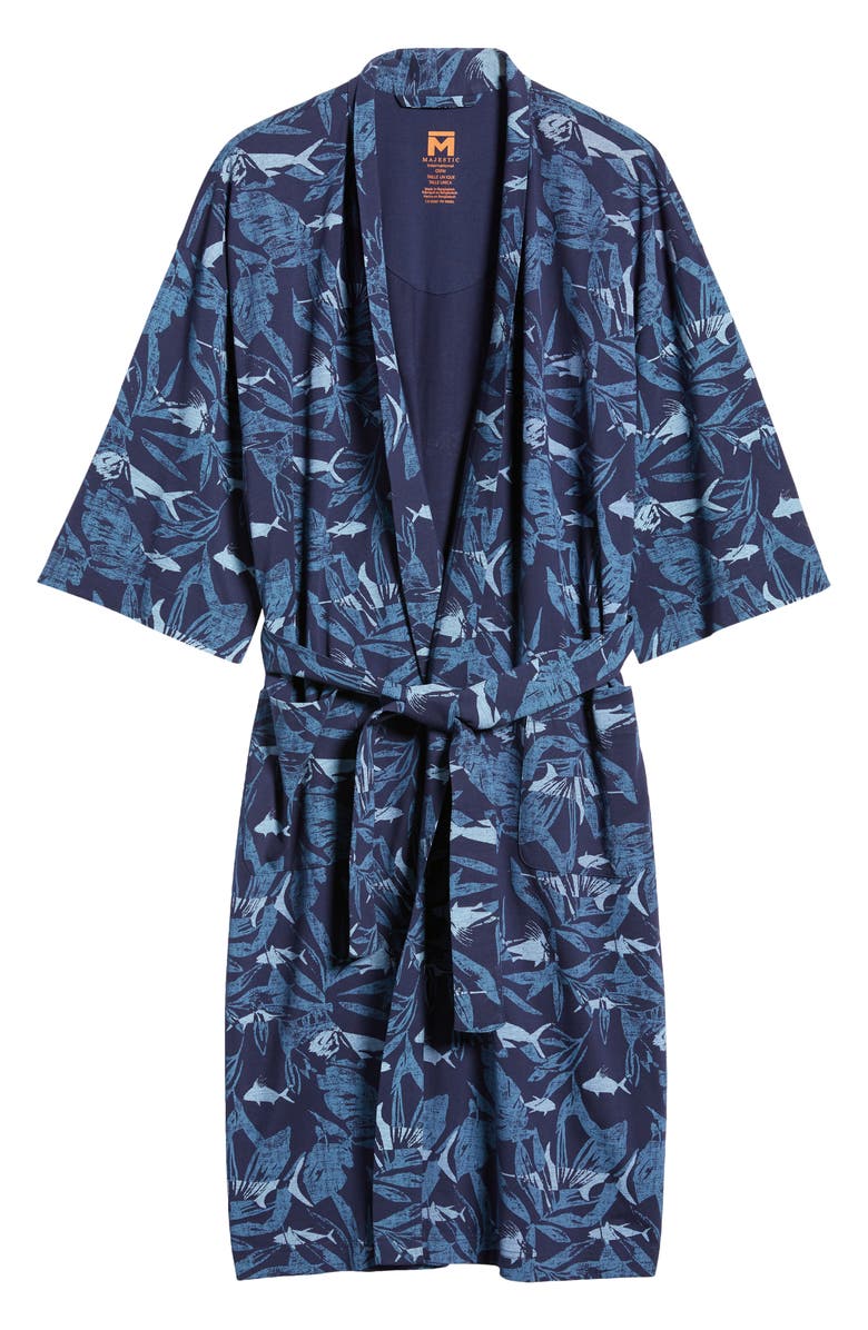 Majestic International Sea Change Knit Robe, Alternate, color, Navy