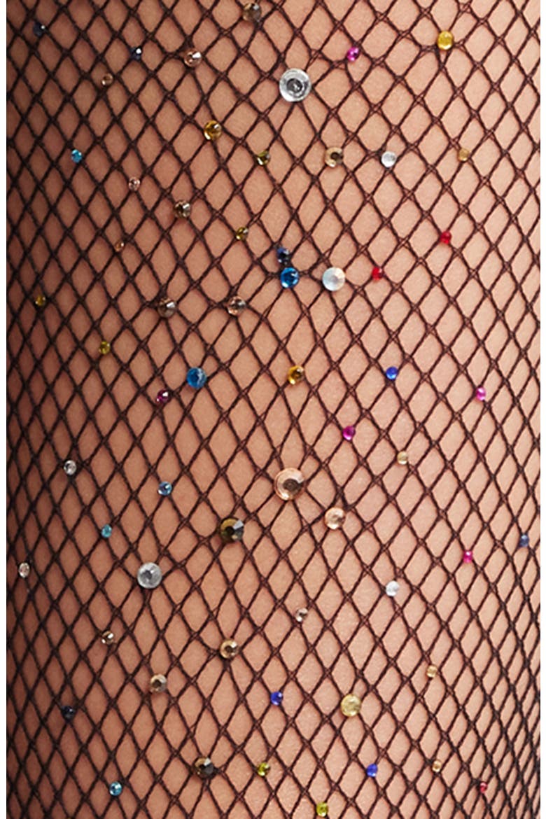 Glitter Fishnet Tights, Alternate, color, BLACK