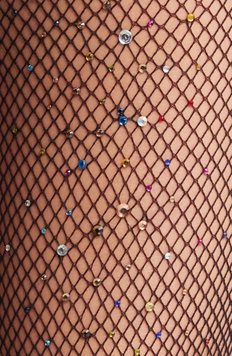 HIGH HEEL JUNGLE Glitter Fishnet Tights, Alternate, color, Black