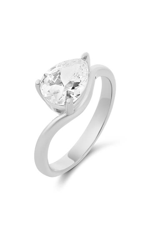 Pear-Cut Cubic Zirconia Wave Ring