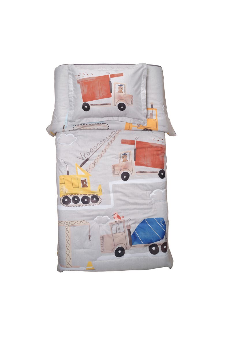Construction Zone Twin Quilt & Pillow Sham Set, Main, color, Gray
