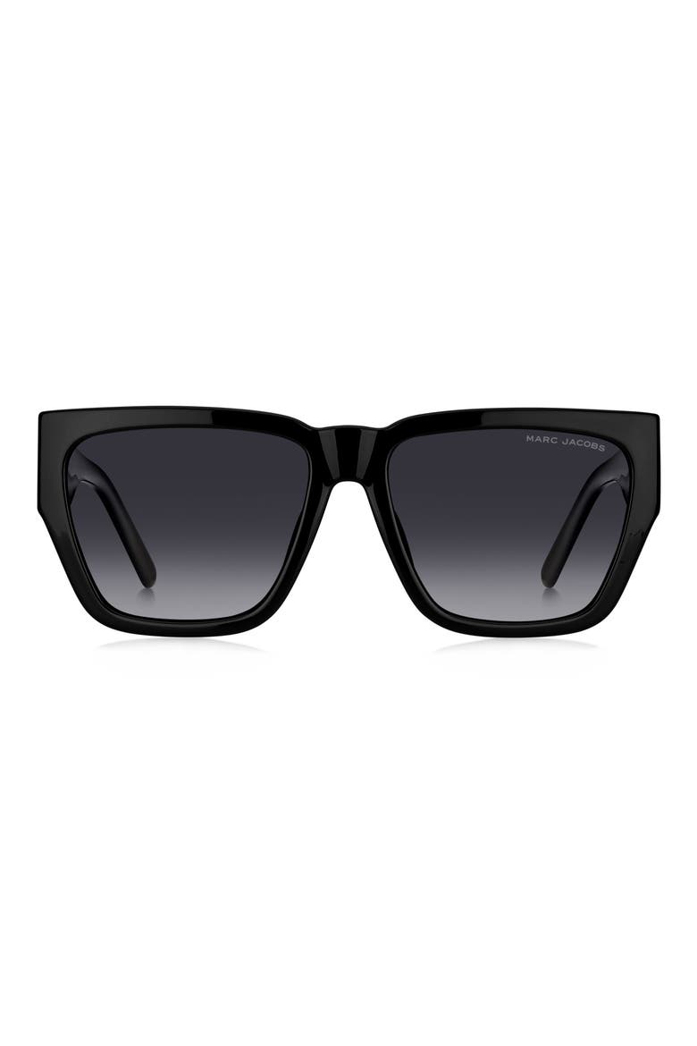 57mm Gradient Square Sunglasses, Main, color, BLACK GREY/ GRAY POLAR