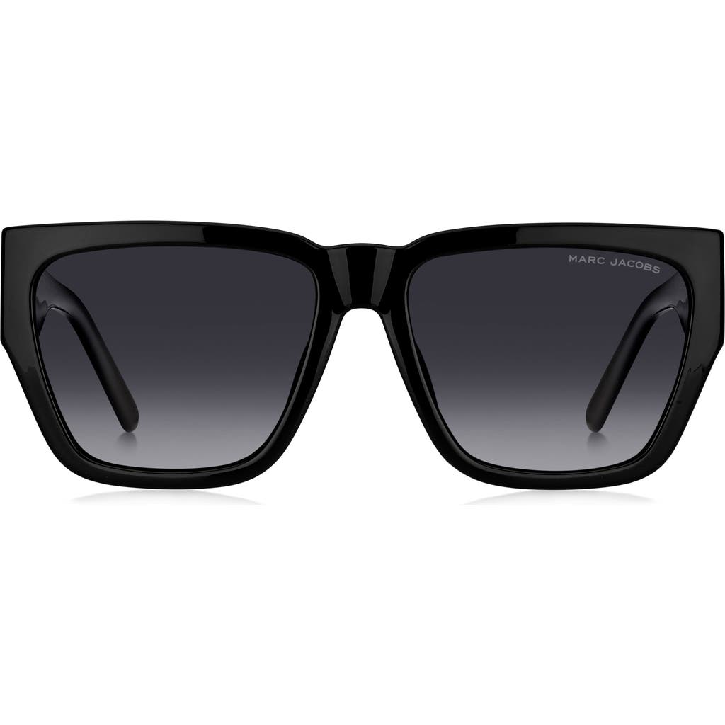Marc Jacobs 57mm Gradient Square Sunglasses In Black Grey/ Gray Polar